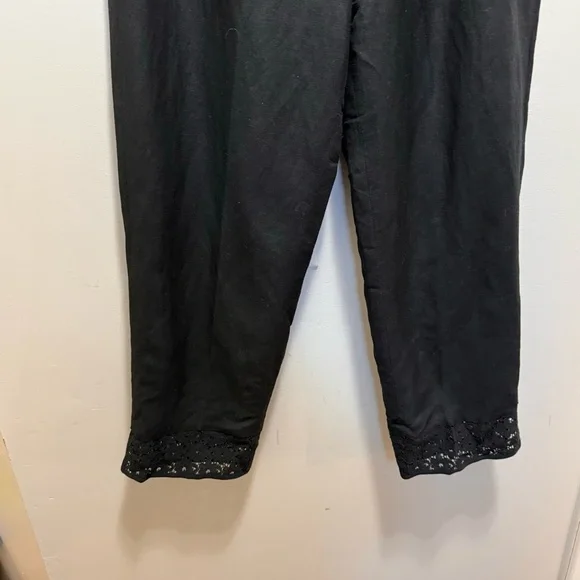 Rosanna Black High Rise Linen Cotton Cropped Pants Size 12 - Picture 4 of 12